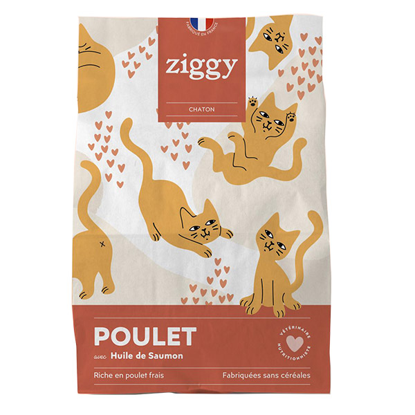 Alimentation complète pour animaux : croquettes chaton Ziggy