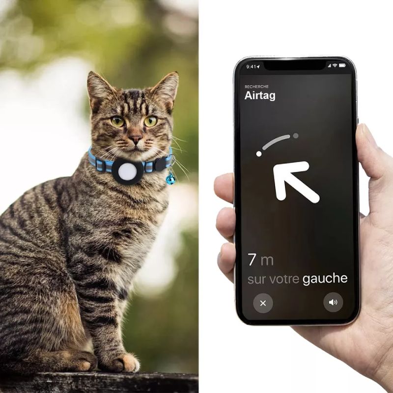 Collier support de repérage GPS pour chat