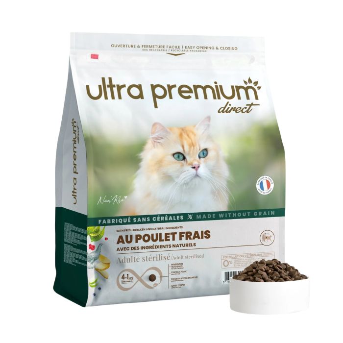 Croquettes Ultra Premium Direct sans céréales au poulet frais pour chat stérilisé