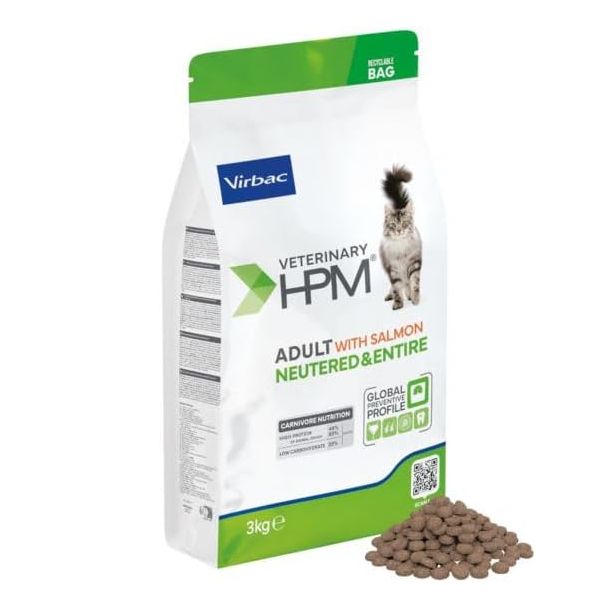 Croquettes Virbac Veterinary HPM au saumon pour chat adulte stérilisé ou entier